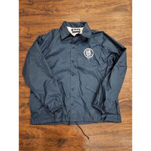 Mens King Louie USA MADE Snap Up Lined Blue Nylon Jacket With Emblem Size L